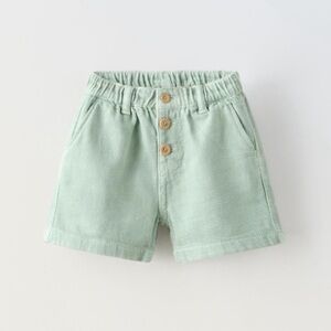 Zara Kids, Aquamarine, TEXTURED WEAVE SHORTS WITH BUTTONS, 3 years